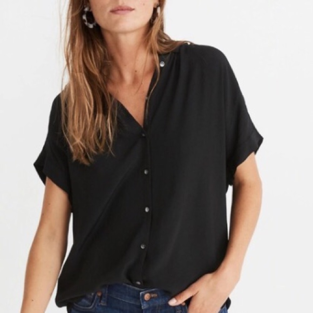 Madewell Central Drapey Shirt in True Black